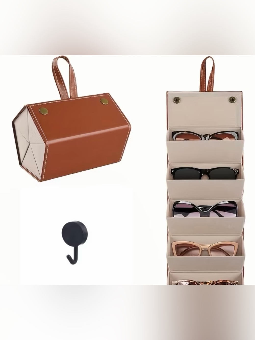 Leather Sunglasses Organizer in Brown
